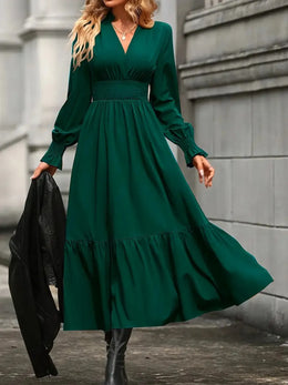 Notched Long-Sleeve Tiered Dress | Forever 40