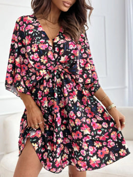 Floral V-Neck Ruffle Mini Dress | Forever 40