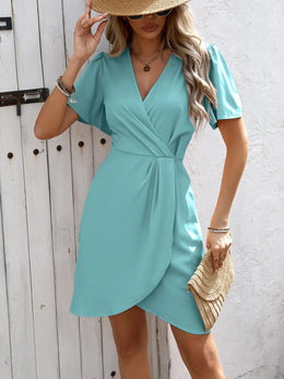Surplice Short-Sleeve Mini Dress | Forever 40