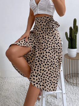 Tied Slit Printed Skirt | Forever 40