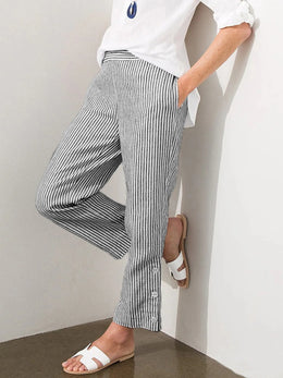 Striped Side Button Pants Plus | Forever 40