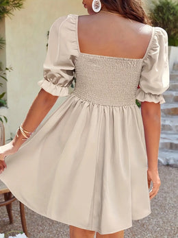 Square Neck Flounce Sleeve Dress | Forever 40
