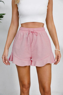 Drawstring Ruffle Hem Shorts | Forever 40