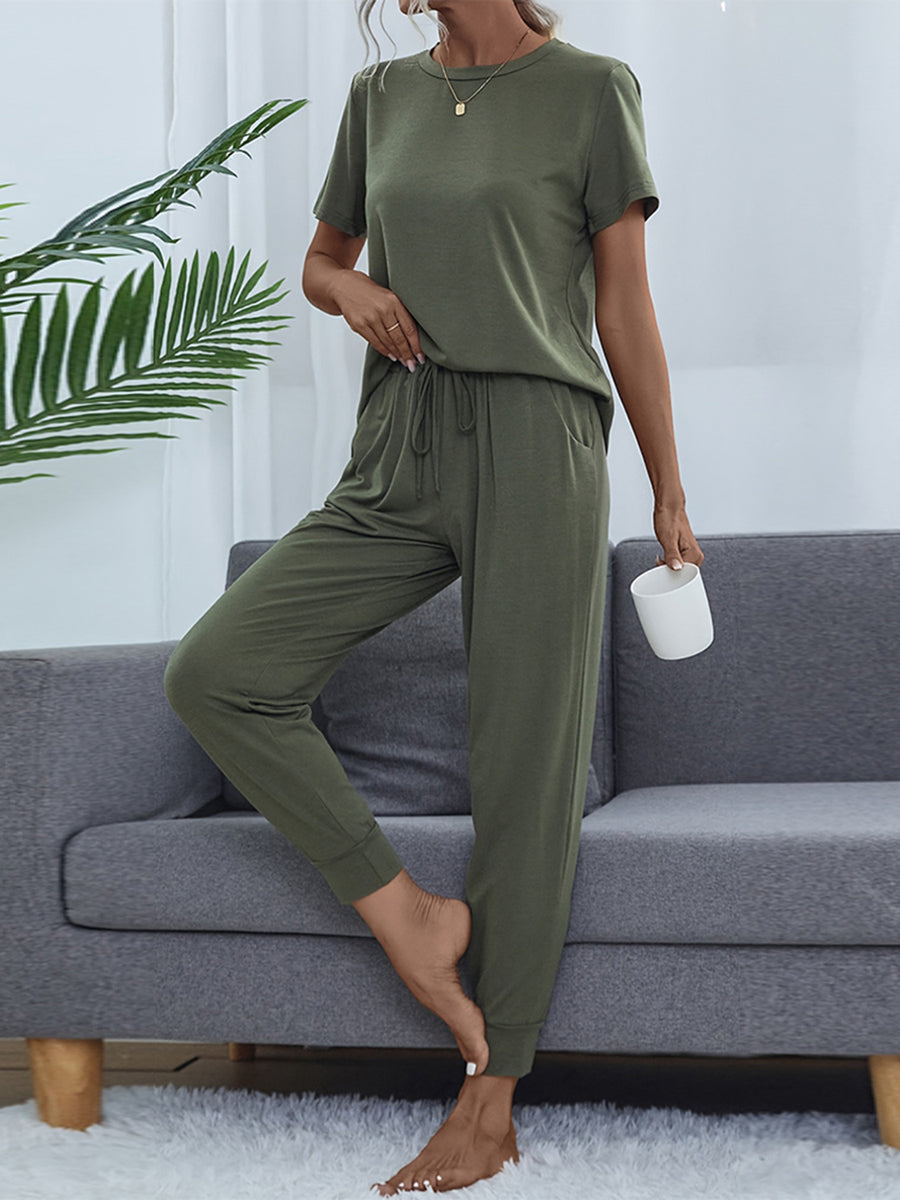 Shiny Short-Sleeve Pants Set | Forever 40