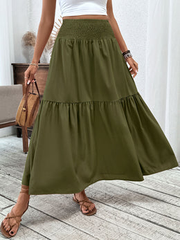 Smocked Waist Tiered Skirt | Forever 40