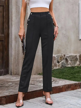 Button Elastic Waist Pants | Forever 40