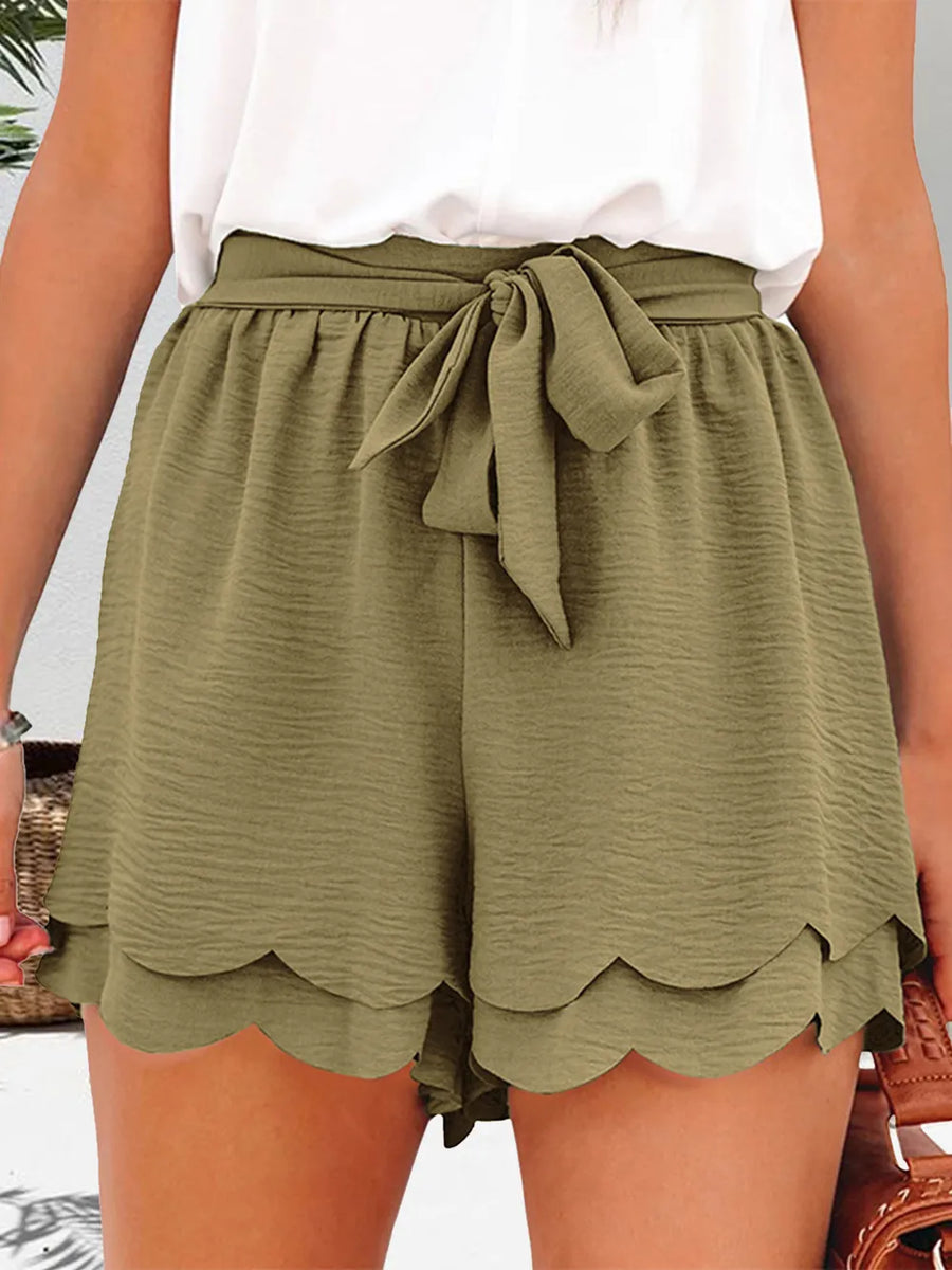 Tied Layered Scalloped Shorts | Forever 40