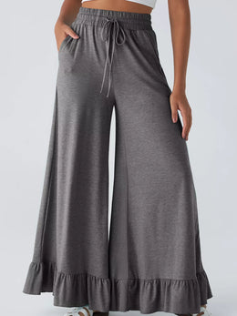 Ruffled Wide-Leg Pull On Pants | Forever 40