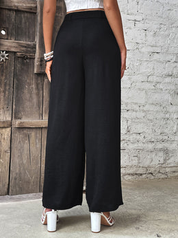 Ruched High-Waist Wide-Leg Pants | Forever 40