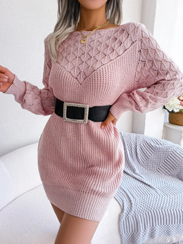Openwork Boat Neck Sweater Dress | Forever 40