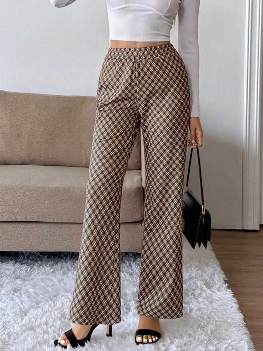 Plaid High-Waisted Pants | Forever 40