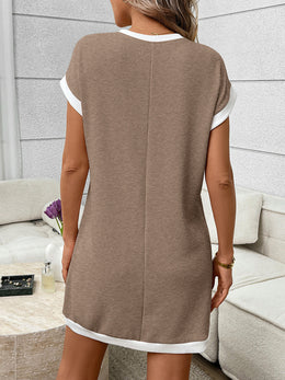 Contrast Ribbed Knit Mini Dress | Forever 40