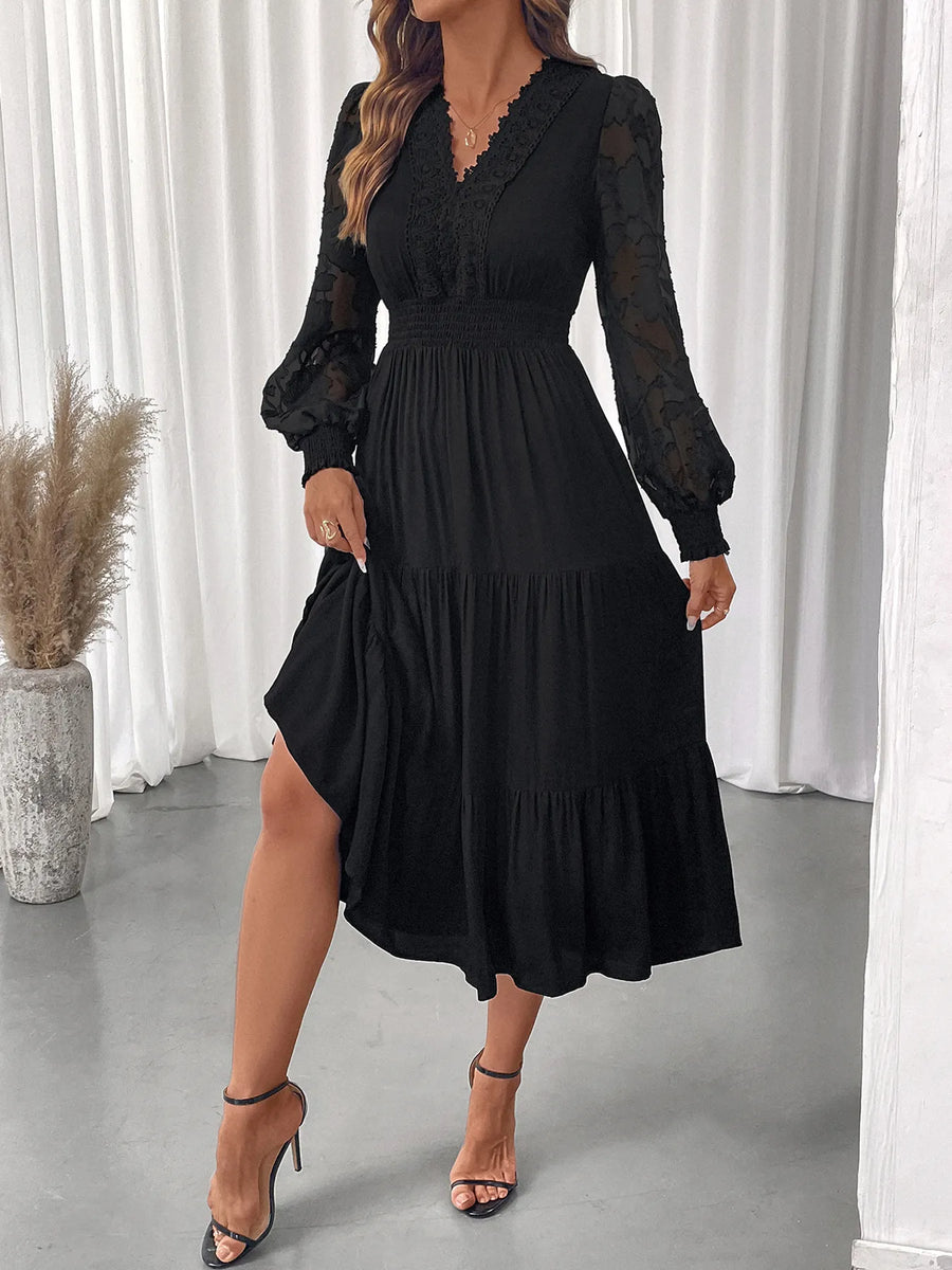 Lace Lantern Sleeve Tiered Dress | Forever 40