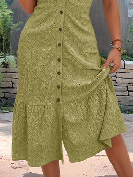 Eyelet V-Neck Midi Dress | Forever 40