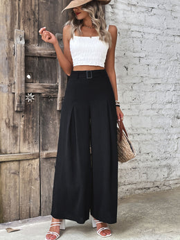 Ruched High-Waist Wide-Leg Pants | Forever 40