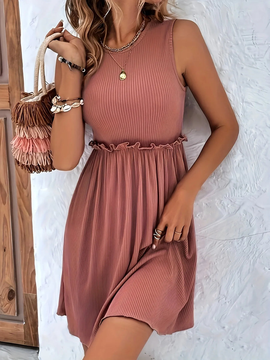 Frill Ribbed Mini Dress | Forever 40