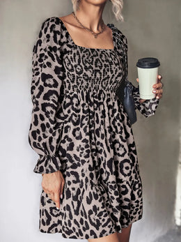 Leopard Smocked Flounce Dress | Forever 40