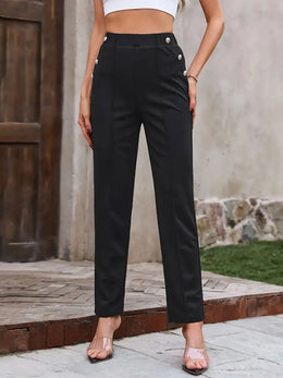 Button Elastic Waist Pants | Forever 40