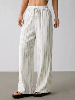 Striped Wide-Leg Drawstring Pants | Forever 40