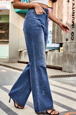 Buttoned Loose Fit Jeans | Forever 40