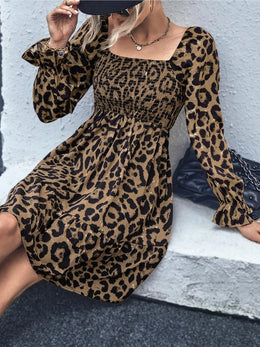 Leopard Smocked Flounce Dress | Forever 40