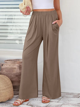 Elastic Waist Wide-Leg Pants | Forever 40