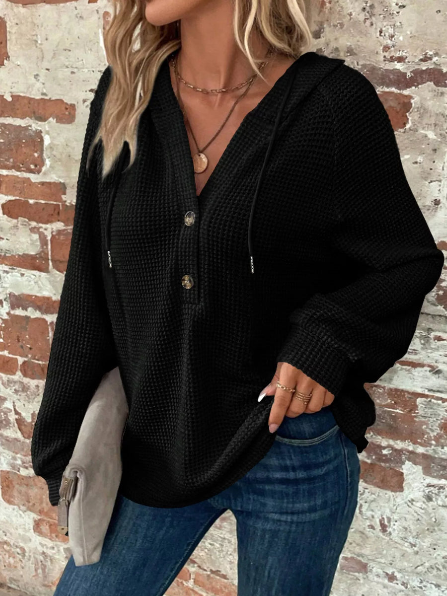Maeve Luxe Button-Front Hoodie | Forever 40