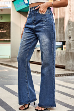 Buttoned Loose Fit Jeans | Forever 40