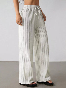 Striped Wide-Leg Drawstring Pants | Forever 40