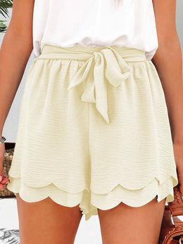Tied Layered Scalloped Shorts | Forever 40