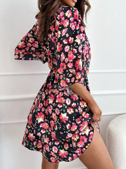 Floral V-Neck Ruffle Mini Dress | Forever 40