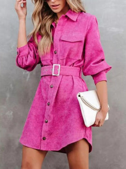 Belt Long-Sleeve Corduroy Dress | Forever 40