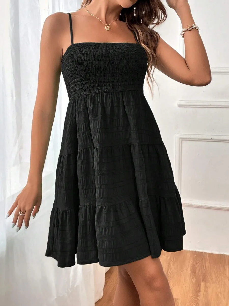 Tiered Smocked Square Neck Dress | Forever 40