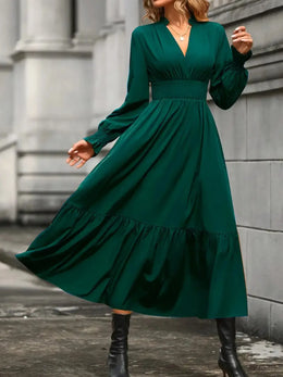 Notched Long-Sleeve Tiered Dress | Forever 40