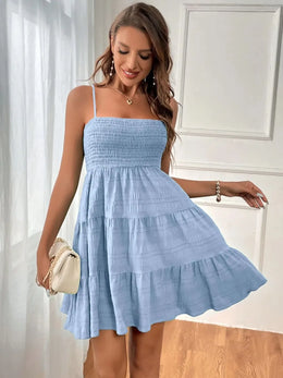 Tiered Smocked Square Neck Dress | Forever 40