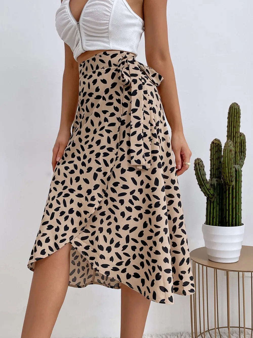 Tied Slit Printed Skirt | Forever 40