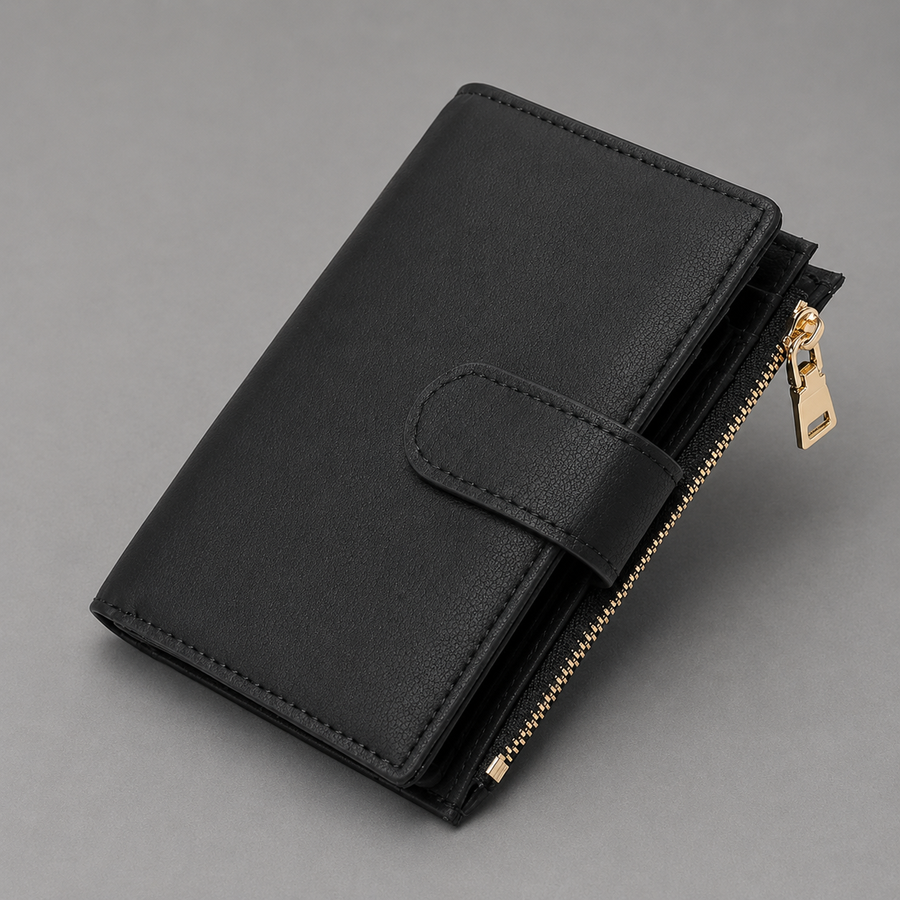 Solid Color Leather Wallet