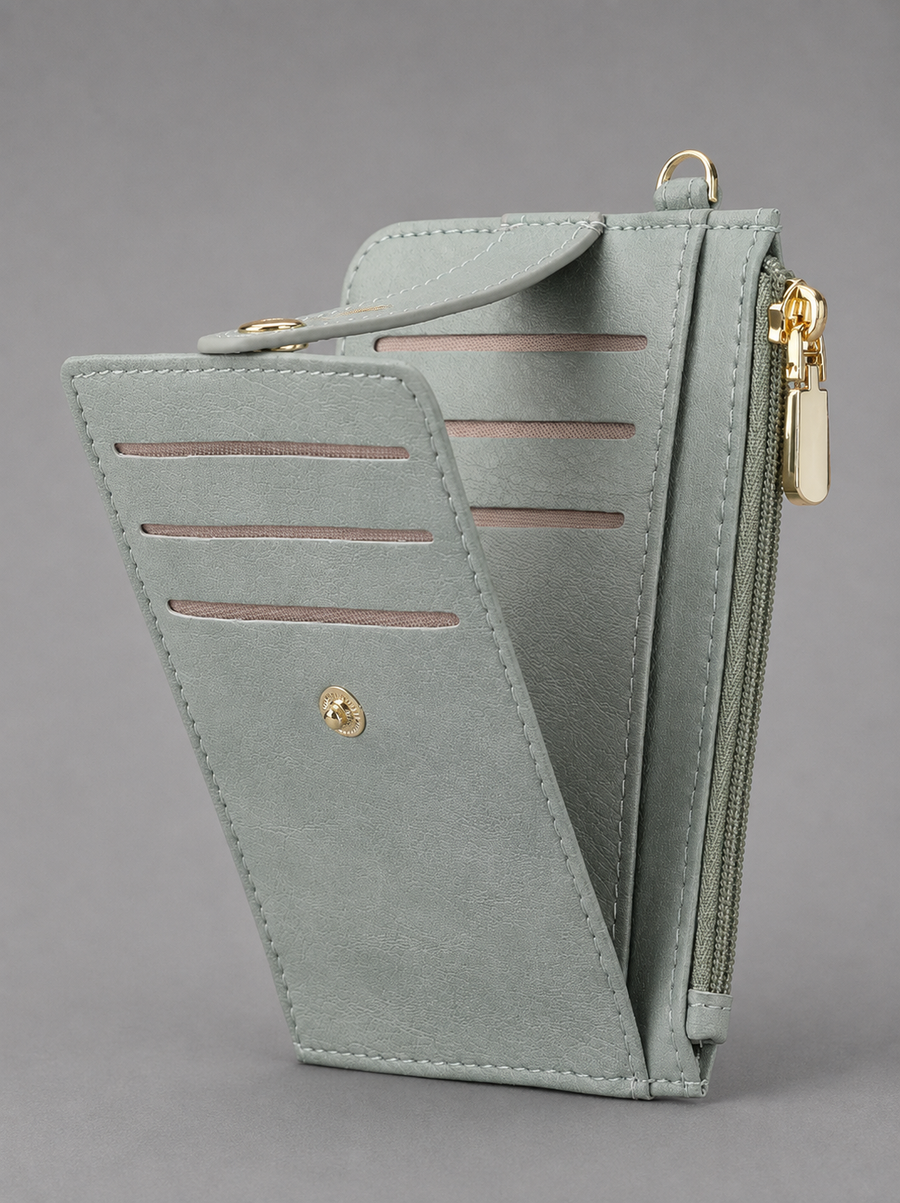 Zippered Leather Card Wallet