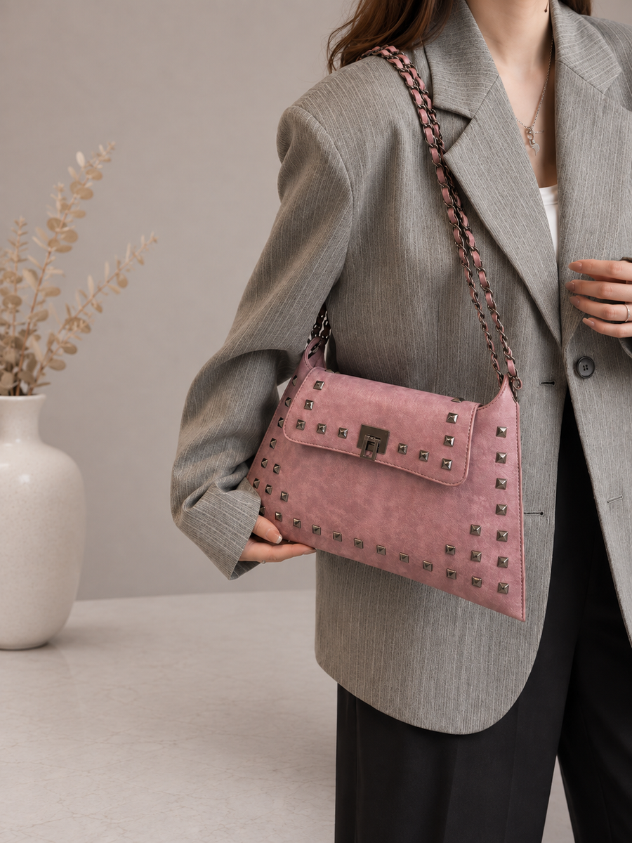 Studded Flap Chain Shoulder Bag