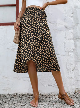 Tied Slit Printed Skirt | Forever 40