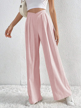 V-Waisted Ruched Wide-Leg Pants | Forever 40