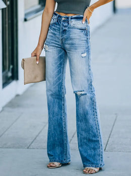 Distressed Straight Leg Jeans | Forever 40