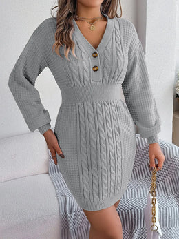 Buttoned Cable-Knit Dress | Forever 40