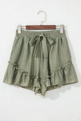 Textured Tie Waist Ruffle Shorts | Forever 40