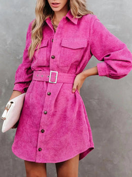 Belt Long-Sleeve Corduroy Dress | Forever 40