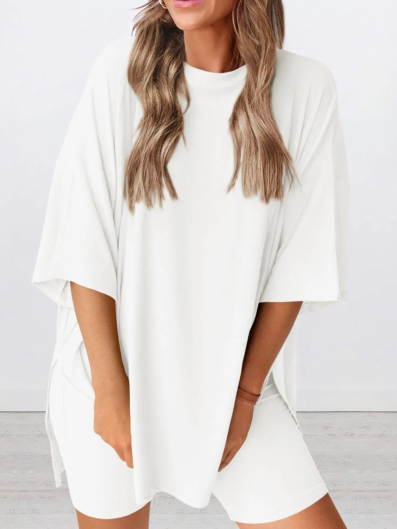 Oversized Slit Shorts Set Plus | Forever 40