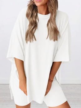 Oversized Slit Shorts Set Plus | Forever 40