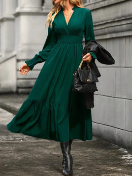 Notched Long-Sleeve Tiered Dress | Forever 40