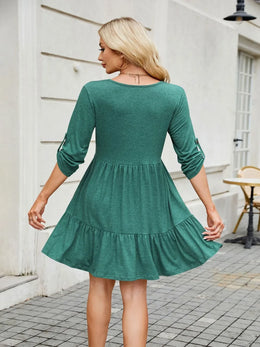 Tiered Ruched V-Neck Mini Dress | Forever 40