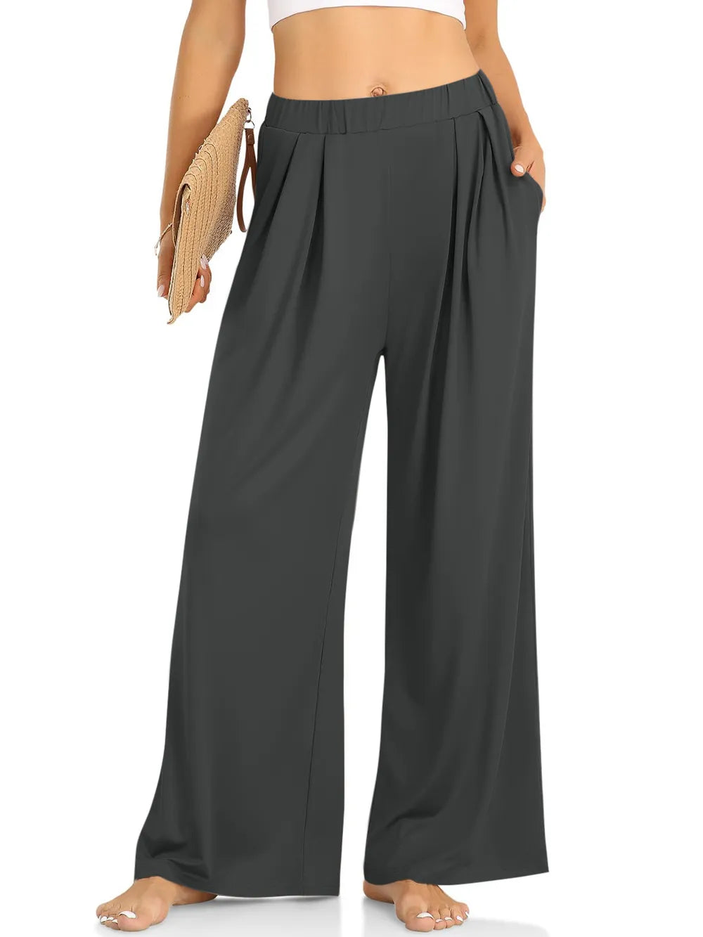 Elastic Waist Wide-Leg Pants | Forever 40